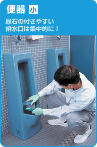 便器小　尿石の付きやすい排水口は集中的に！