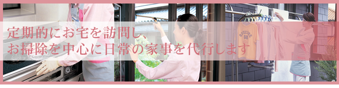 定期的にお宅を訪問し、お掃除を中心に日常の家事を代行します